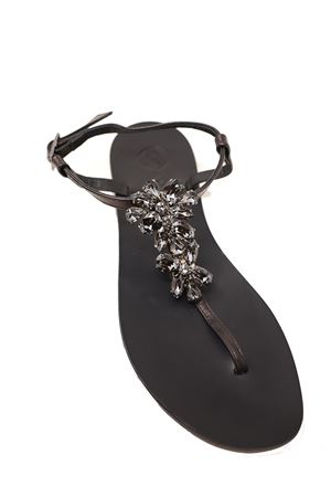 Black flat jeweled sandals Da Costanzo | FIORIX2NERO